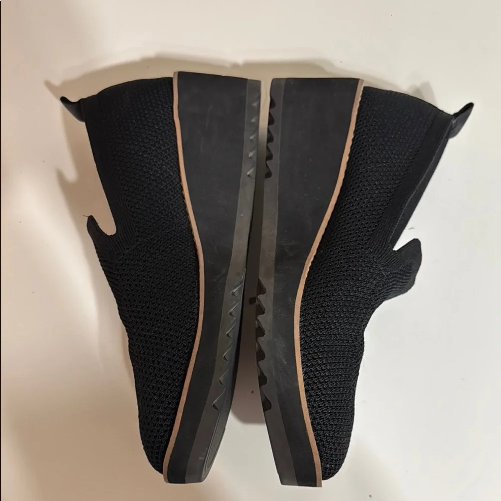 Eileen Fisher Black Knit Wedge Slip-On Loafers
